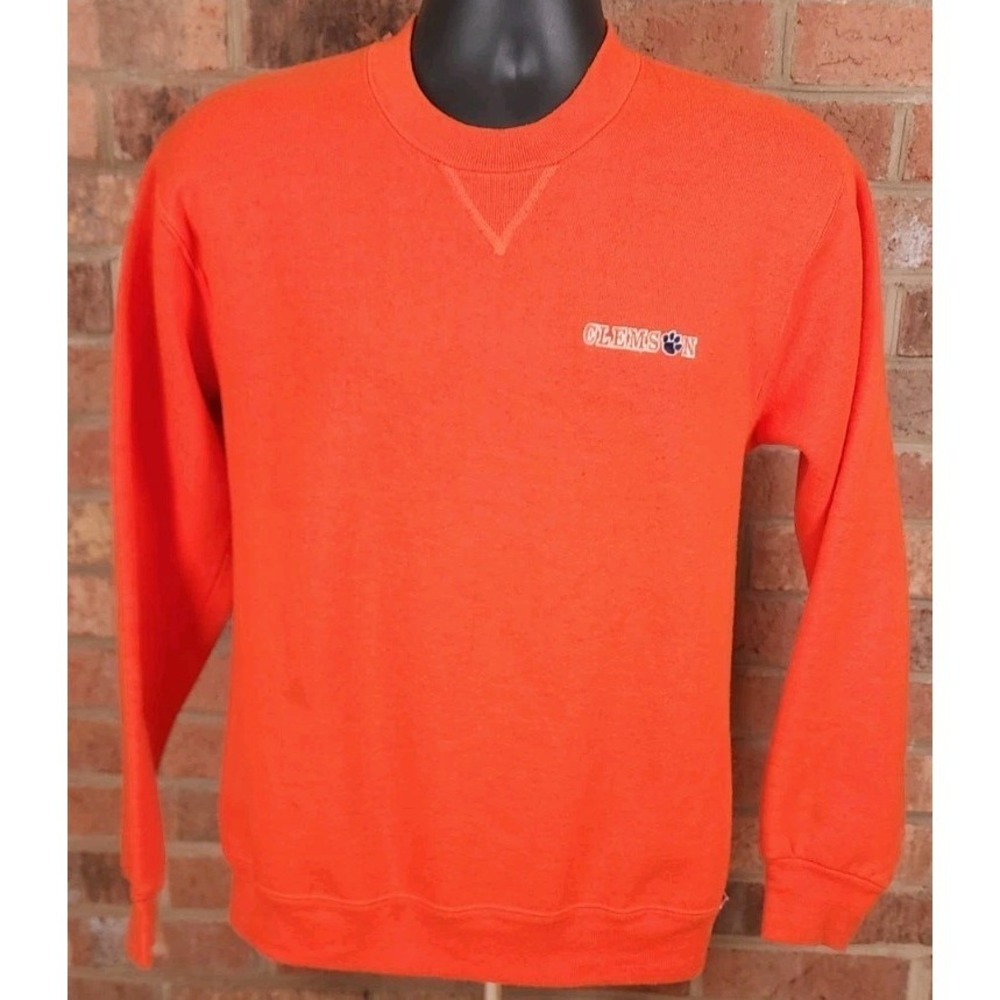 Vintage Clemson Tigers Sweatshirt Crewneck Medium Orange‎ NCAA Football Russell